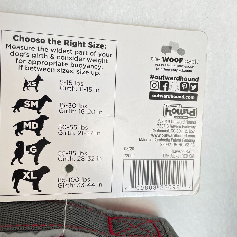 Outward Hound Dawson Swim Life Jacket Swim Vest Size SM 15-30 lbs New With Tags - Picture 5 of 8